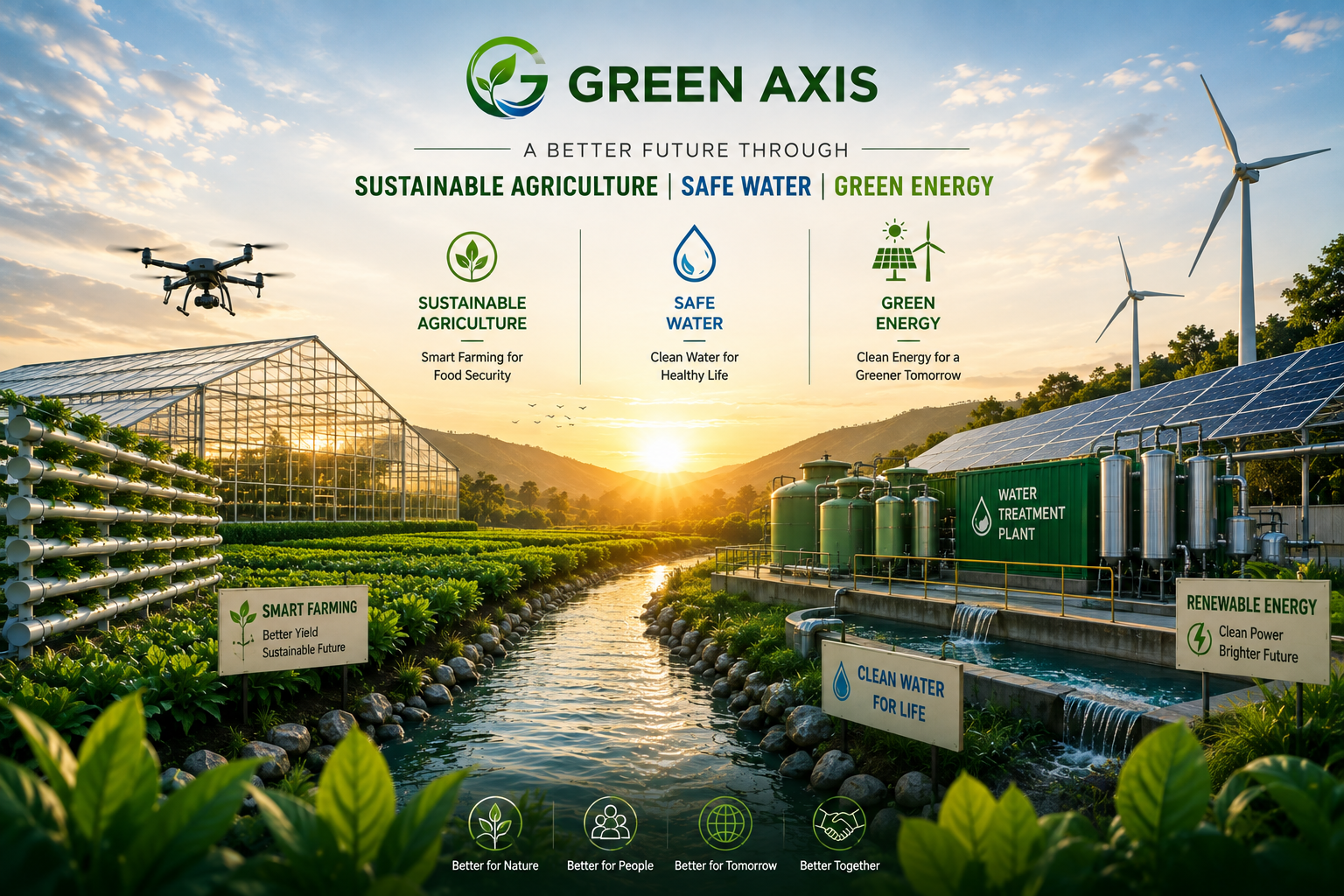 Green Axis — sustainable agriculture, safe water and green energy